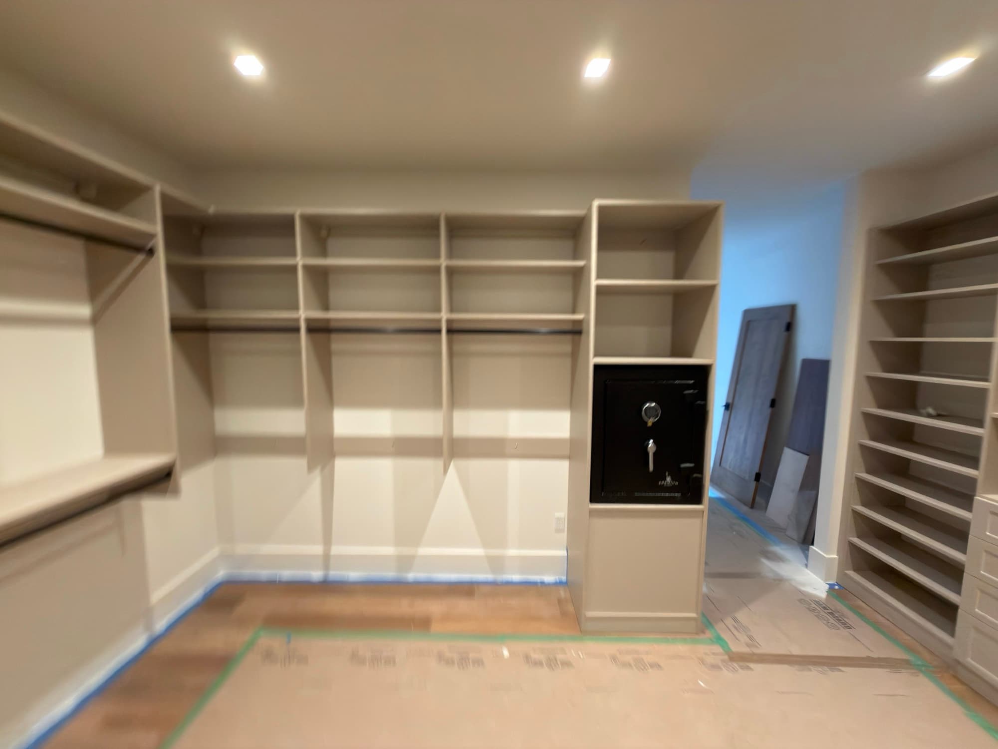 Walk-in closet hanging sections