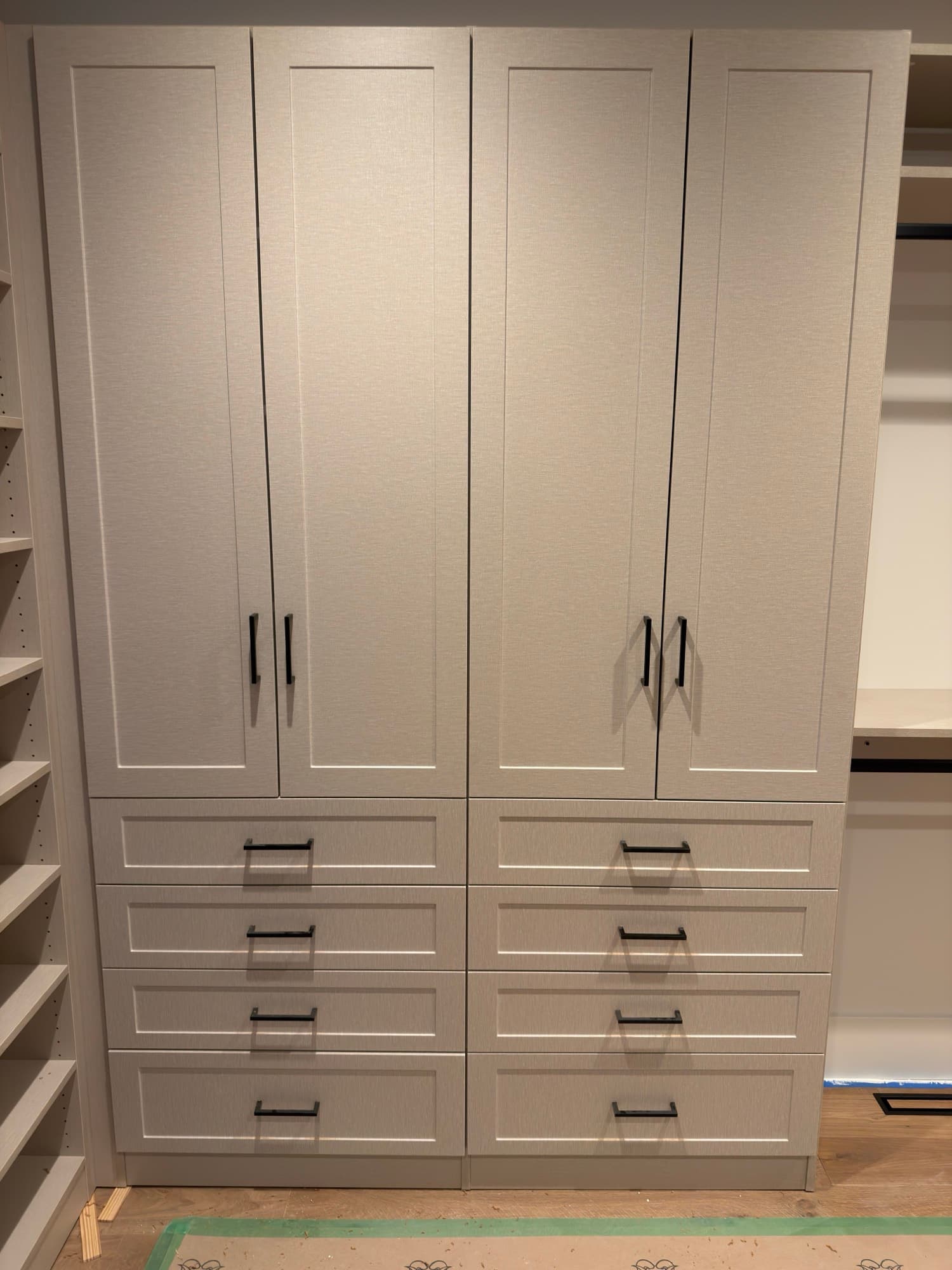 Walk-in closet drawer bank