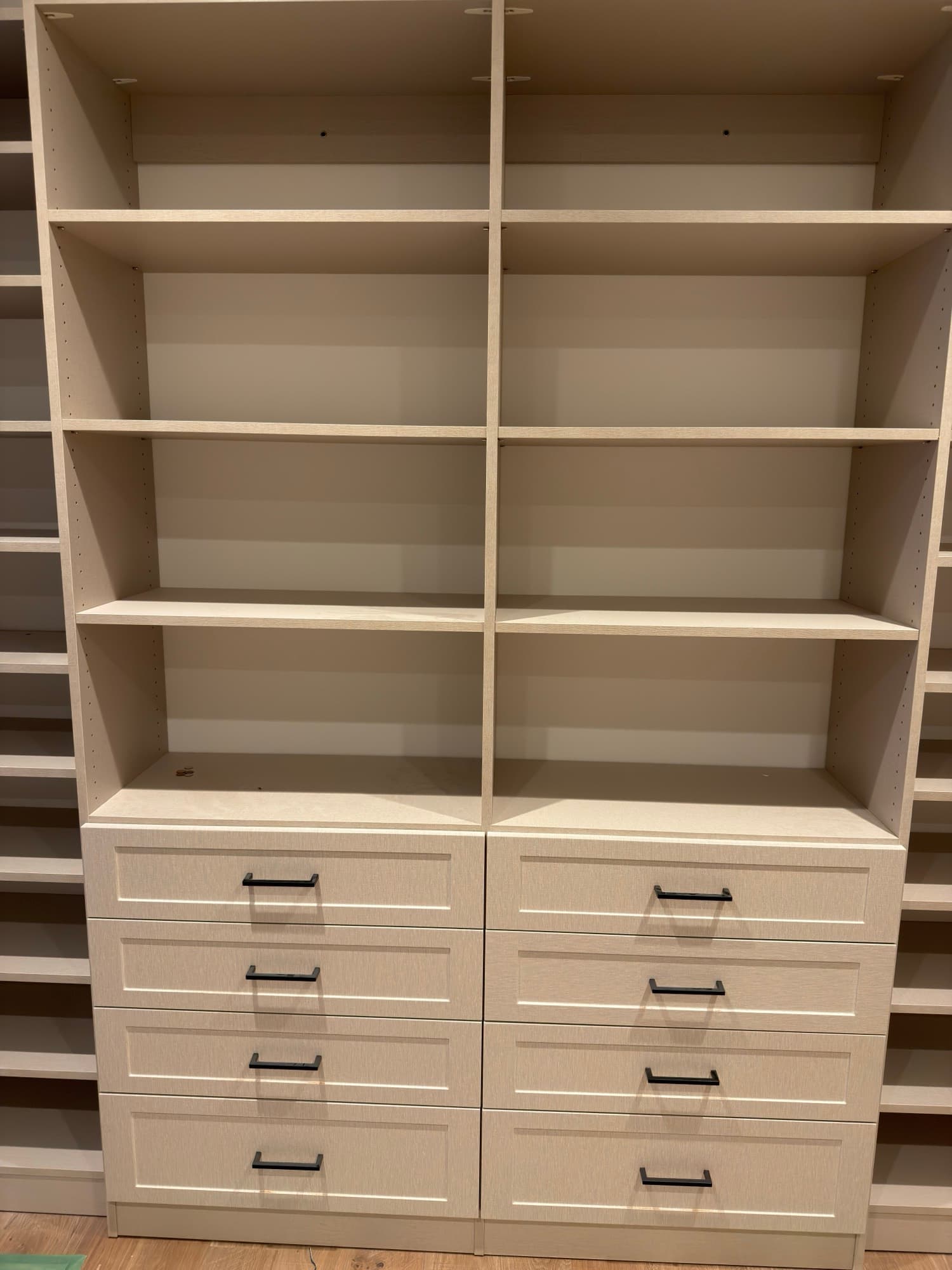 Walk-in closet shelving detail