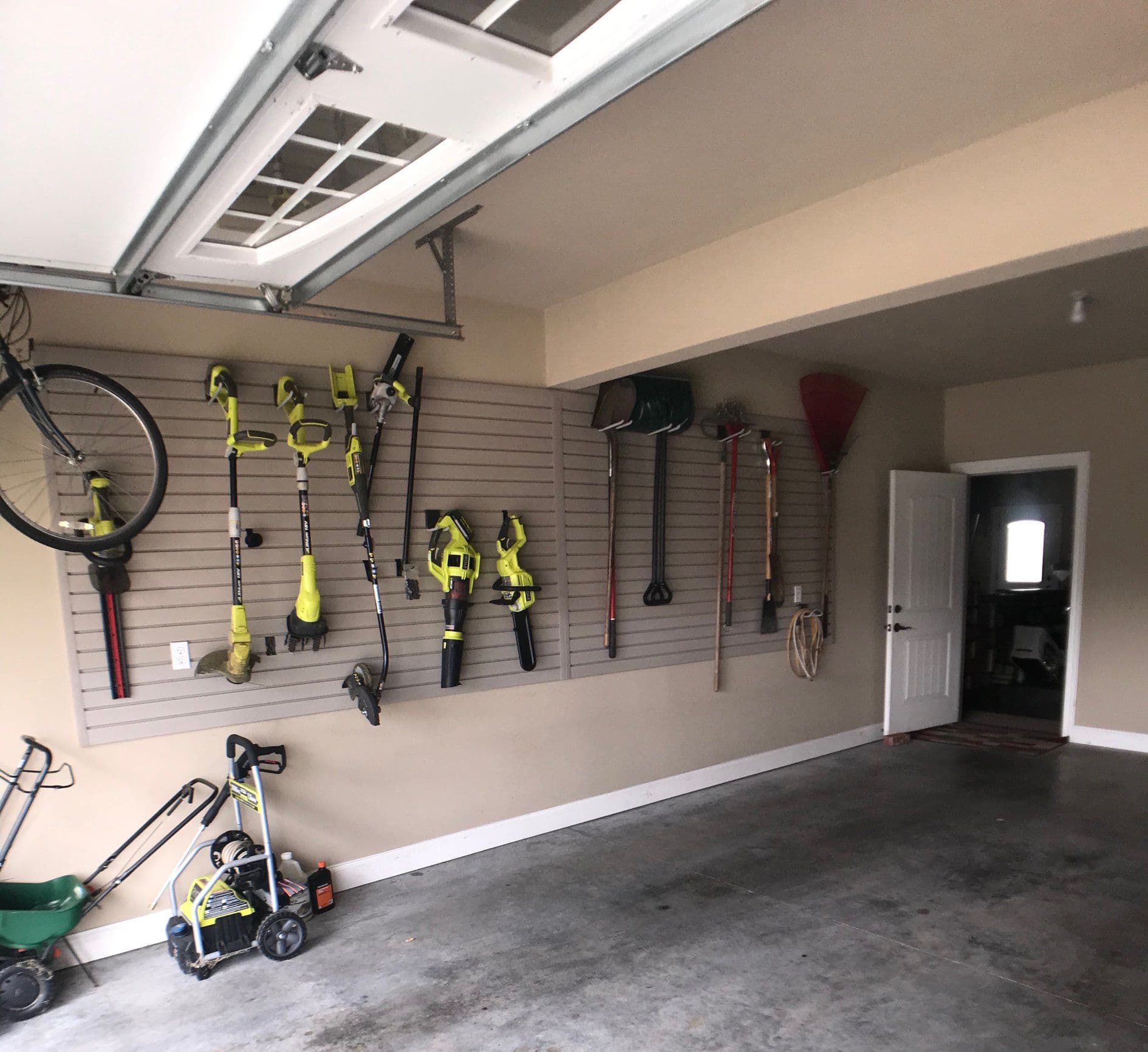 Garage slatwall with tools